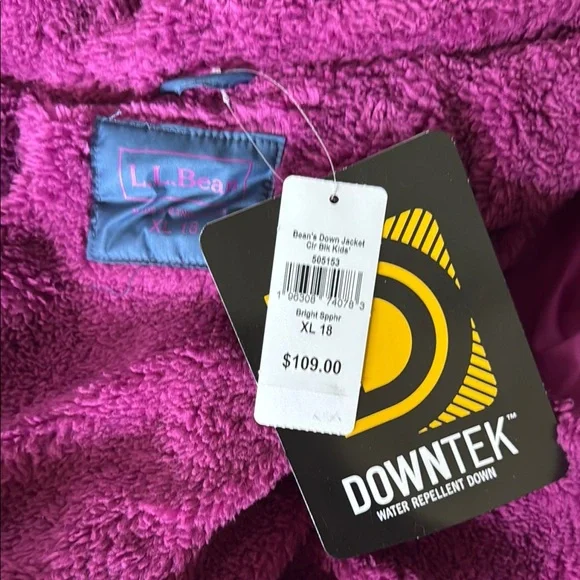 NWT L.L. Bean Fleece Lined Water Repellent DownTek Colorful Puffer Coat Jacket - Picture 8 of 10